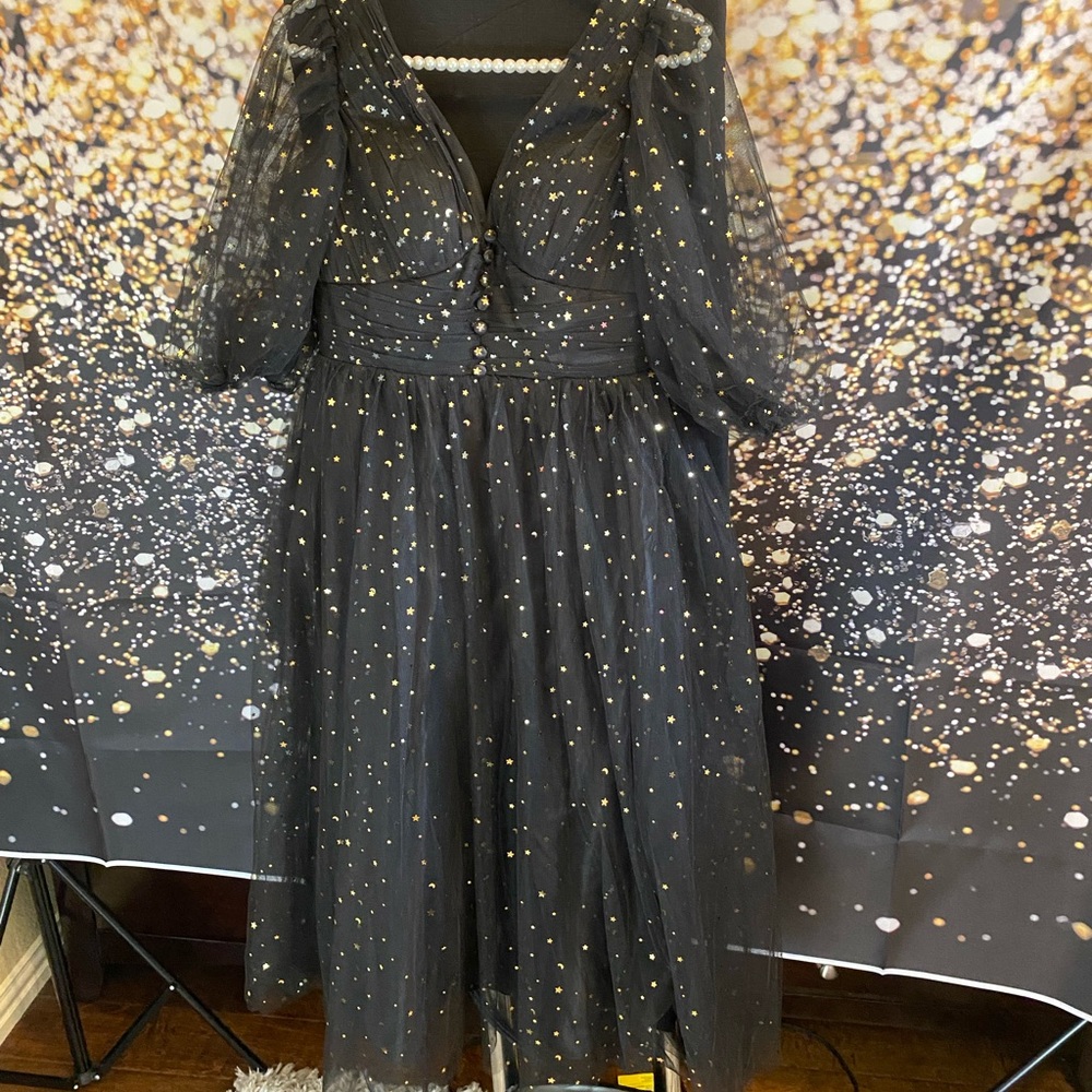 Black and gold star moon witch dress, brand new never worn
